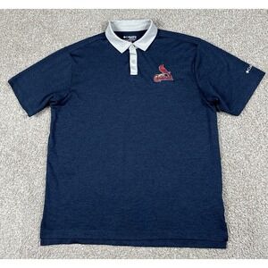 St Louis Cardinals Polo Shirt Men Extra Large Blue Columbia Golf Short Sleeve XL